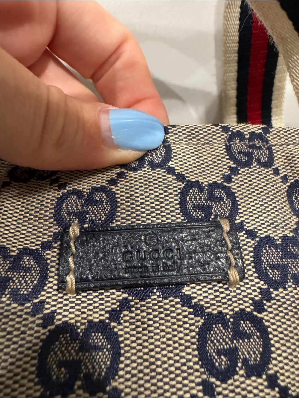 Gucci GG canvas navy web tote bag - Picture 7 of 12